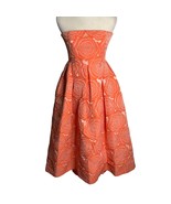 Rubber Ducky Floral Rose Ball Gown M Coral Orange Strapless High Low Zipper - £92.86 GBP