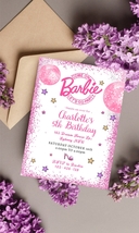 Pink Glitter Doll Birthday Invitation Download Printable Self-Editable T... - £7.03 GBP