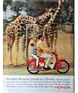 Honda Nicest People on a Honda Father Son Zoo Giraffe-1965 Vintage Print Ad - $9.74