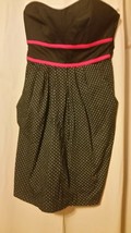 Ruby Rox Black/Magenta/White Polka Dot Strapless Fit Flare Party Dress Sz 3  B6/ - £7.79 GBP