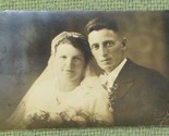 VINTAGE 1930s WEDDING PHOTO BRIDE GROOM GERMANY EDER &amp; JOHN EMBOSSED B&amp;W - $1.80