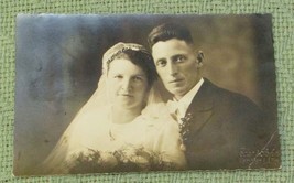 Vintage 1930s Wedding Photo Bride Groom Germany Eder &amp; John Embossed B&amp;W - £1.41 GBP