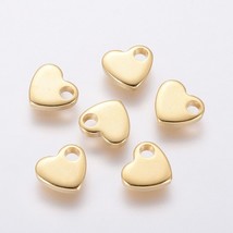 5 Metal Stamping Blanks Gold 7mm Blank Charms Stainless Steel Heart - £2.23 GBP