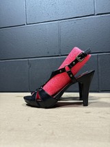 l.e.i Sassy Black Open Toe Slingback Strappy High Heels 9.5 - £31.94 GBP