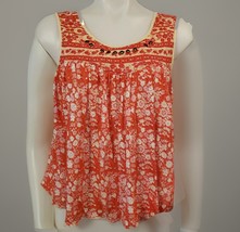 Free People Linen Blend Top Womens XS Swing Orange Floral Sleeveless Boh... - $321.72 MXN