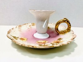 Antique 1890’s Vignaud Freres Limoges France Gold Gilded Floral Chamberstick - £69.78 GBP