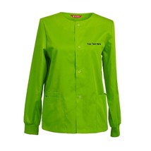 Women‘s Embroidered Scrub Jacket Snap Front Warm up Jacket Personalized ... - $24.98