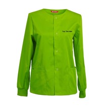 Women‘s Embroidered Scrub Jacket Snap Front Warm up Jacket Personalized ... - $24.98