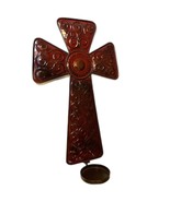 Rustic Trad Wall Decor 18&quot;x11&quot; Reddish Brown Metal Hanging Cross Candleh... - €21,35 EUR