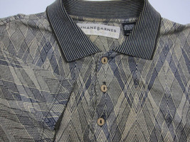 GORGEOUS VTG Jhane Barnes Gold and Dark Blue Geometric Cotton Golf Polo Shirt M - £35.85 GBP