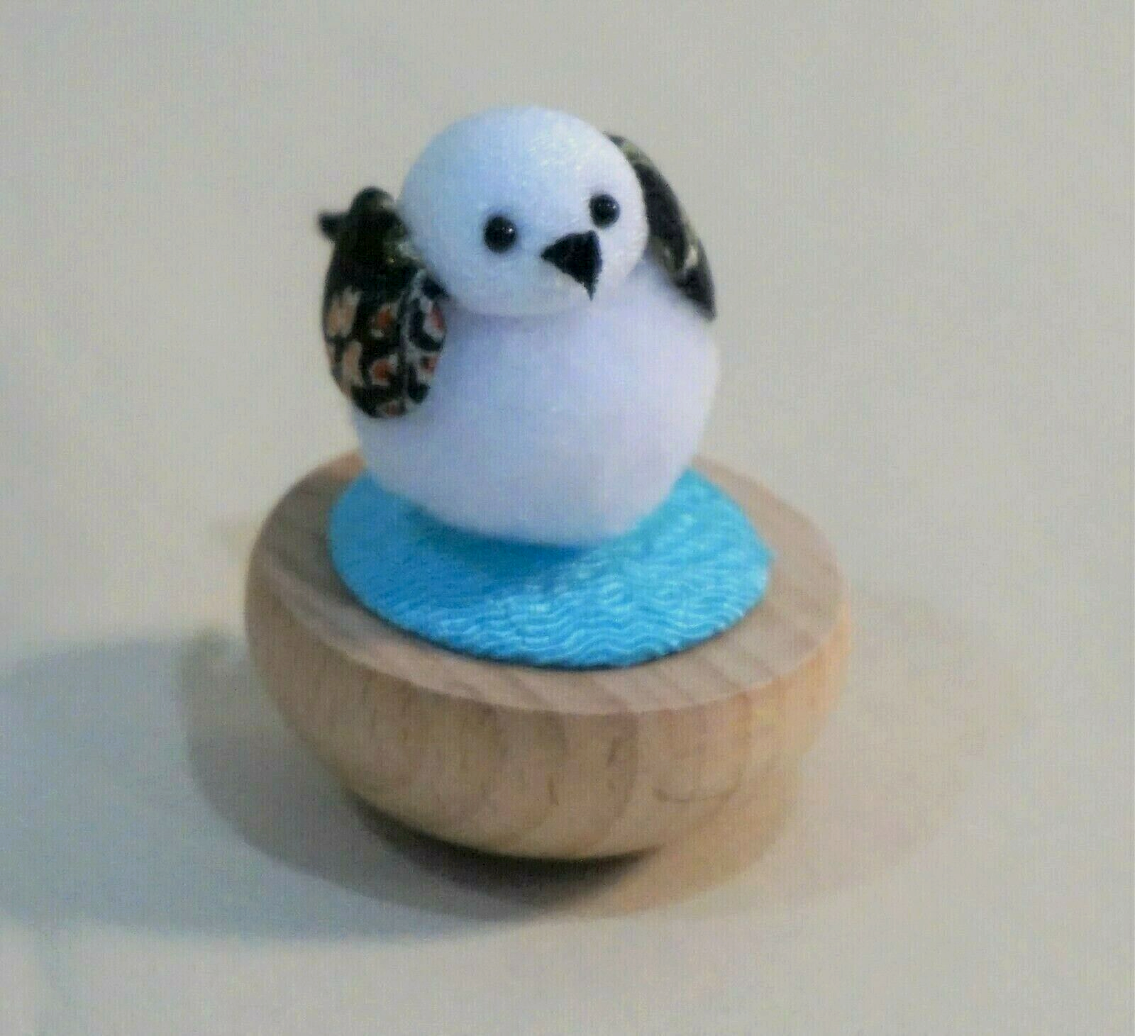 Ryukodo Rayon Crepe Yura Yura Long Tailed Tit Bird on Wood Stand Made in... - $7.80