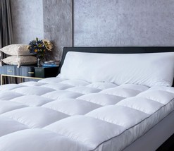 Mattress Topper Queen Cooling Plush Pillow Top Mattress Pad Bed Topper, Hotel - £62.19 GBP