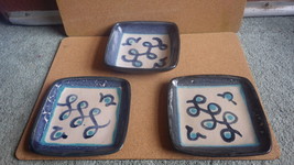 RARE SET OF 3 VINTAGE MCM GLIDDEN POTTERY NY RUNNING W BOWL PLATES - £97.95 GBP