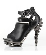 Hades ROGUE Black Peep Toe High Molded Skeleton Heels Spike Platform Ank... - $120.43