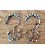 LOT 36 Shiny Polished Chrome Double Shower Curtain + Liner Rollerball Hooks - £19.64 GBP
