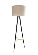 Mid Century Modern Tripod Floor Lamp Black Brass 61" Tall w Shade MCM image 6