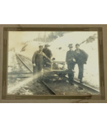 Vintage B&amp;W Photograph Railroad Workers Train Cart 7&quot;x5&quot; Mounted 9.75&quot;x7... - £14.67 GBP