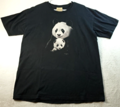 The Mountain Panda T Shirt Mens Large Black Knit Cotton Short Sleeve Rou... - £13.83 GBP