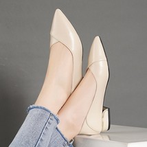 Spring and Autumn New Single Shoes Women Thick Heel Pointed Toe Shallow Mouth Pr - £27.22 GBP