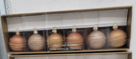 Pier1 Imports Christmas Place Card Holders -Brown Copper Glass set of 6 - $190.39 MXN