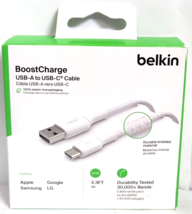 Belkin BoostCharge Braided USB-C to USB-A Cable (1m / 3.3ft, White) NEW - $14.50