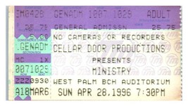 Ministero Concerto Ticket Stub Aprile 28 1996 Occidente Palma Spiaggia Florida - £25.22 GBP