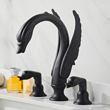 Black color Swan 3 Holes 8&quot; widespread lavatory basin sink faucet Deck mounted - £233.53 GBP