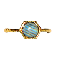 Vintage Green Malahite Gemstone Brass Ring Size 5.34 April-May Birthstone #2940 - £14.83 GBP