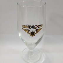 Unibroue Belgium Beer Glass Tulip 7&quot; Tall Beer Glass Gold Print French Canadian - £22.86 GBP