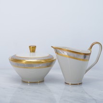 Rosenthal Ivory Duchess China Gold Silver Rimmed Sugar and Creamer Set with Lid - £41.44 GBP