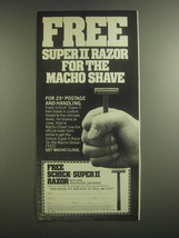 1981 Schick Super II Razor Ad - For the macho shave - £14.44 GBP