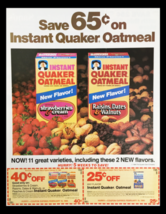 1985 Quaker Instant Oatmeal Circular Coupon Advertisement - £14.81 GBP
