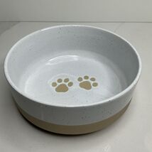 Prima Pet Paws Print Dog Bowl Beige with Beige Interior Dish 6” Ceramic New - $19.75