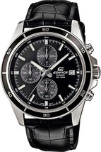 Casio Edifice EFR526L-1A Men&#39;s Chronograph Black Dial Leather Belt Watch - £113.83 GBP