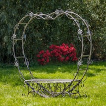 Zaer Ltd. 6.8 Ft. Tall Heart-Shaped Iron Bench Amore (Antique Bronze) - $885.50