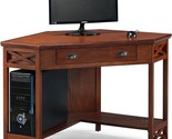 82431 Corner Computer Writing Desk With Drop Front Keyboard Drawer, Oak - £417.07 GBP