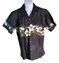FAVANT Men&#39;s Short Sleeve Button Down Floral Hawaiian Shirt Black Medium NWT - £15.42 GBP