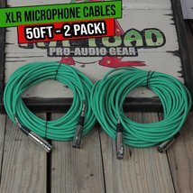 XLR Microphone Cables (2 Pack) by FAT TOAD | 50ft Pro Audio Green Mic Cord Patch - £26.64 GBP