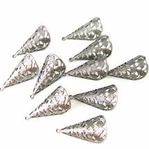 -10- Silver Tone Finish Half Cones Brass jewelry metal finding - £5.59 GBP