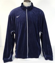Nike Navy Blue Velour Zip Front Track Jacket Men&#39;s NEW - £90.05 GBP