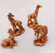 Giraffes Figurines Wood Carved Look Zoo Standing Laying Down Resin 4&quot; H ... - $18.66