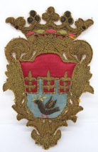 ANTIQUE Emblem Embroidered House of DORIA PAMPHILI PAMPHILJ COAT OF ARMS  - $2,200.00