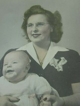 Vintage Photo Woman Baby Photograph Mother Tinted 1940s 30576 - £23.73 GBP