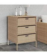 Wicker Patio Storage Cabinet with 3 Drawers PE Rattan Storage Cabinet Or... - $6,599.25 MXN