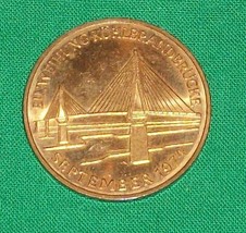 1974 Hamburg Germany German De Coin Kohlbrand Bridge Kohlbrandbrucke Medal Token - £19.45 GBP