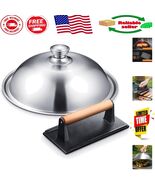 Stainless Steel Basting Dome &amp; Cast Iron Grill Press: Perfect for Blacks... - $75.52 CAD