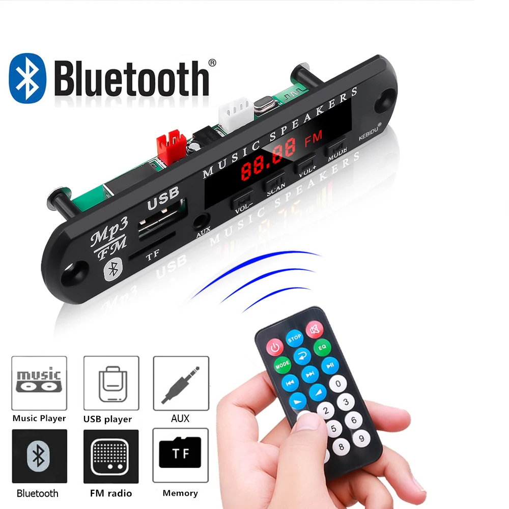 Diy Fm Radio Module Dc 6V-24V Bluetooth 5.0 MP3 Wma Wav Decoder Board Car Audio - £9.31 GBP