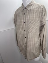 The North Face Men Shirt Long Sleeve Plaid Button Up Beige Hiking 100% Cotton XL - £13.04 GBP