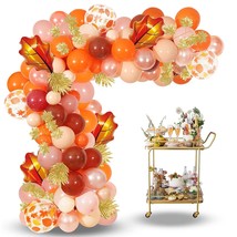 Fall Balloons Garland Kit,157 Pack Orange Brown Confetti Balloons 16Ft Balloon A - £19.15 GBP