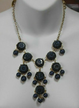 Gold-tone Blue Faceted Statement Necklace - £16.74 GBP